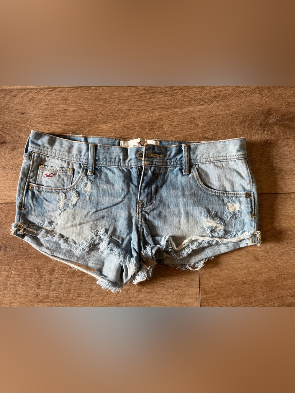 Hollister Light Blue Distressed Denim Shorts